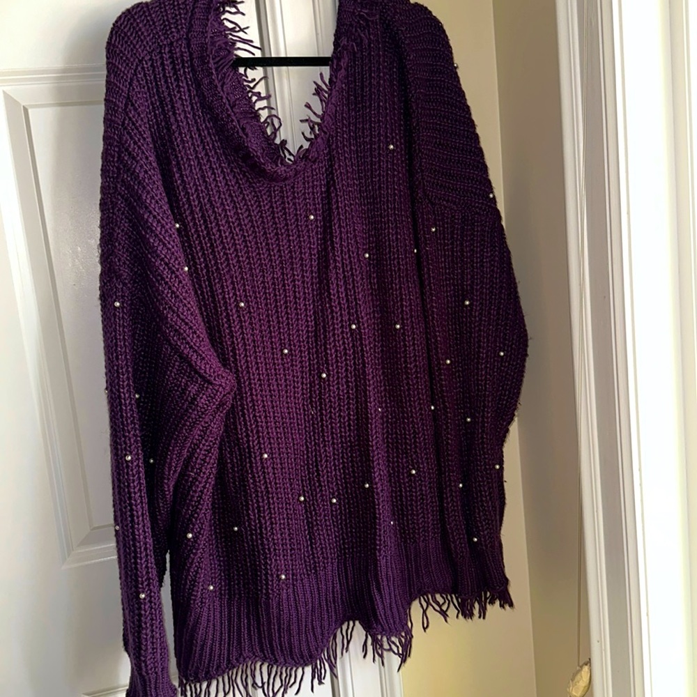 Purple and pearl wild fox oversize sweater
